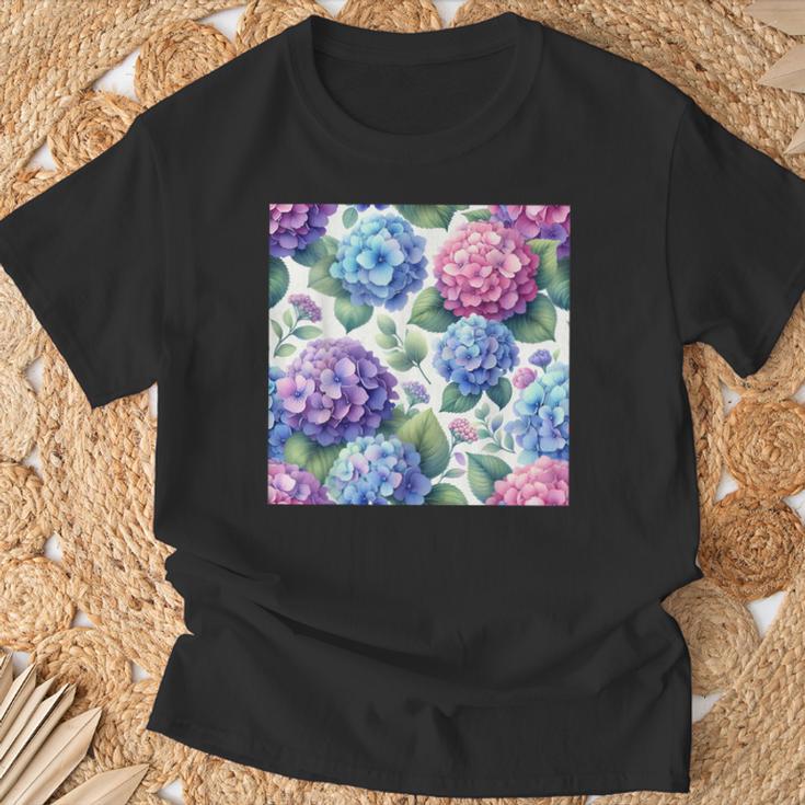 アジサイの水彩柄アジサイ Tシャツ 高齢者への贈り物