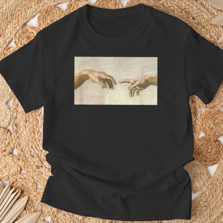 アダム・ミケランジェロによる創造 美術史 Tシャツ 高齢者への贈り物