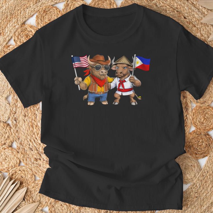 アメリカ・フィリピン国旗 誇り高いフィリピン系アメリカ人のルーツ フィリピン系アメリカ人の遺産 長袖tシャツ Tシャツ 高齢者への贈り物