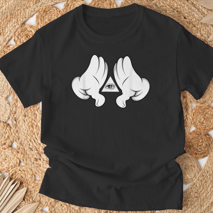 イルミナティ陰謀論 プロビデンスの目 おもしろtシャツ Tシャツ 高齢者への贈り物