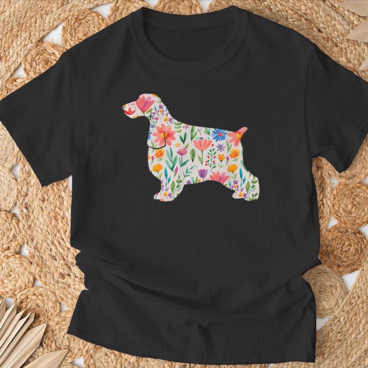 イングリッシュコッカースパニエル水彩フラワーデザイン。 Tシャツ 高齢者への贈り物