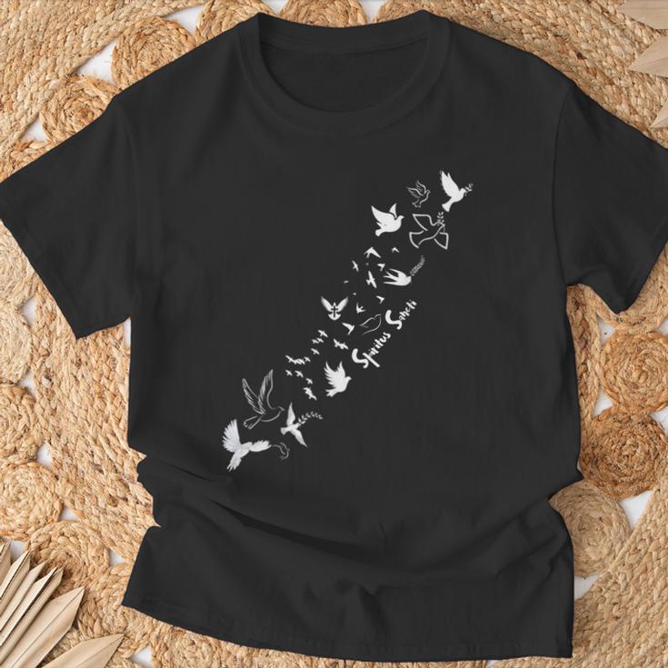 カトリックラテン語フレーズ スピリタス・サンクティは聖霊幽霊 Tシャツ 高齢者への贈り物