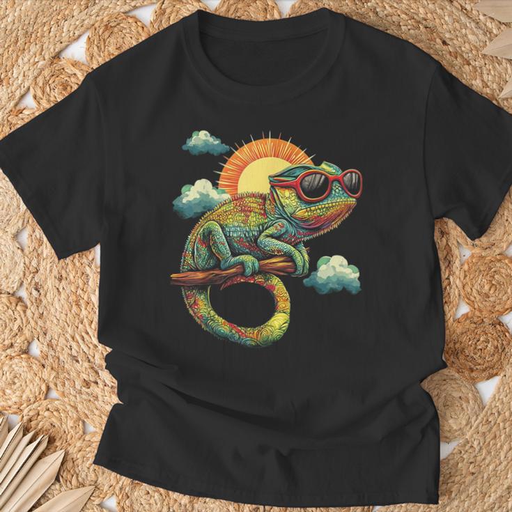 カメレオン 動物 グラフィック サングラス アートワーク カメレオン Tシャツ 高齢者への贈り物