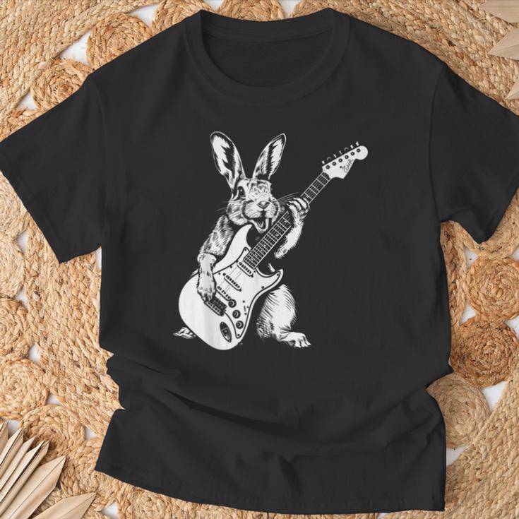 ギタリスト ギター ギタープレーヤー ウサギ お父さん ママ Tシャツ 高齢者への贈り物