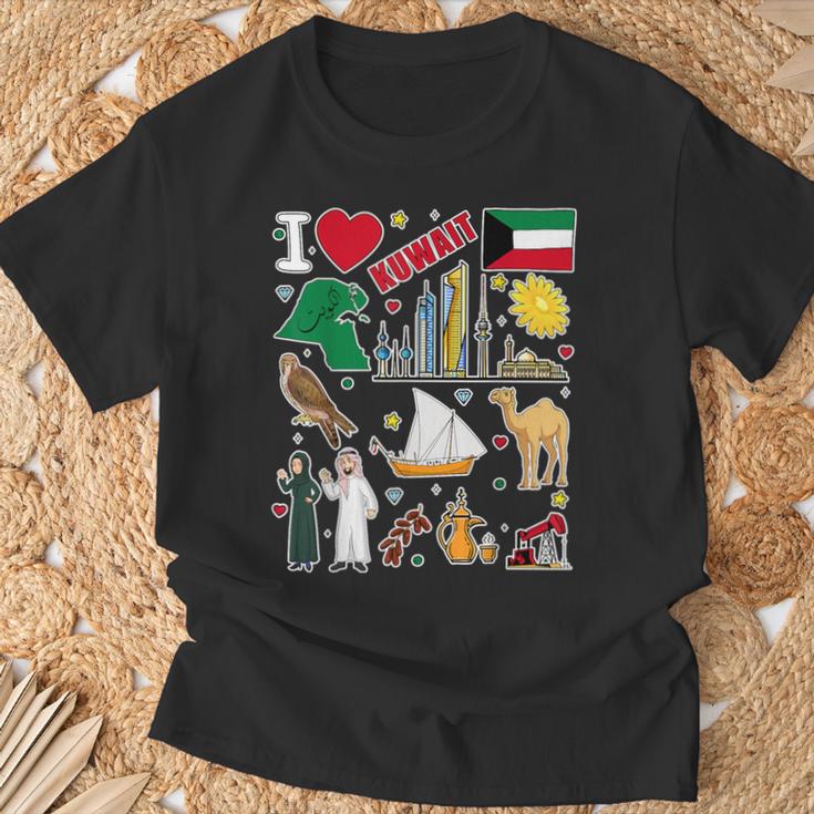 クウェート 手描きのシンボル クウェート地図 文化的アイコン Tシャツ 高齢者への贈り物
