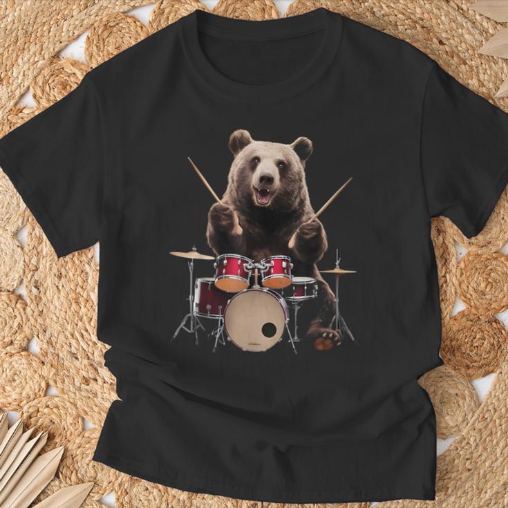 クマの演奏 ドラム リアル Tシャツ 高齢者への贈り物