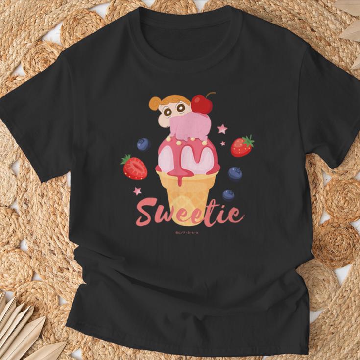 クレヨンしんちゃん ひまわりとアイスクリームしんちゃんのティータイム Tシャツ 高齢者への贈り物