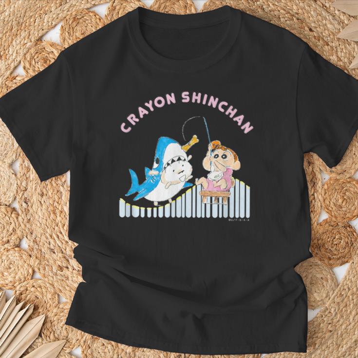 クレヨンしんちゃん ひまわりとシロ 釣りごっこ Tシャツ 高齢者への贈り物