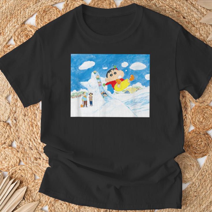 クレヨンしんちゃん 雪のすべり台 Tシャツ 高齢者への贈り物