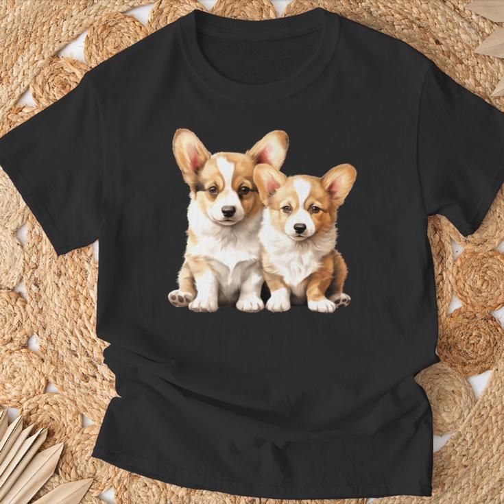 コーギー子犬 長袖tシャツ Tシャツ 高齢者への贈り物