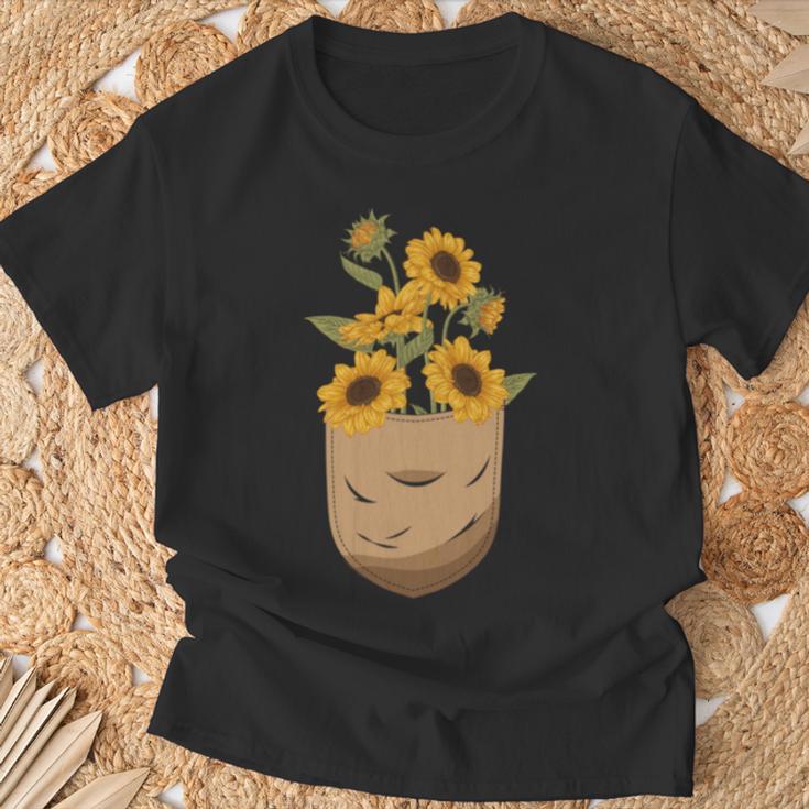 ゴッホ ひまわり ポケットアート 花柄 恋人スタイル 長袖tシャツ Tシャツ 高齢者への贈り物