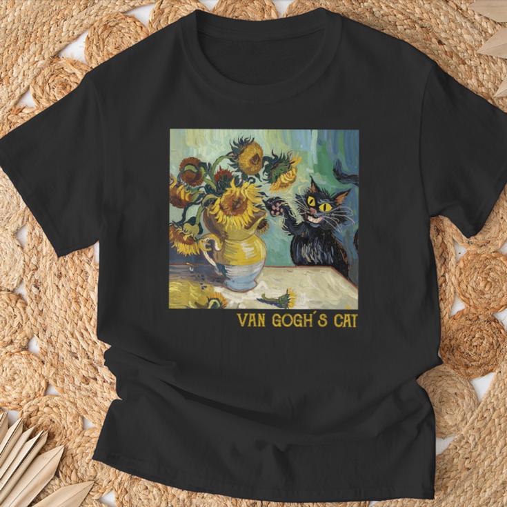 ゴッホ ひまわりの黒猫 絵画アート Tシャツ 高齢者への贈り物