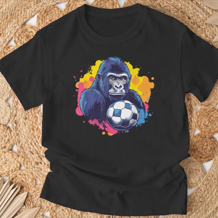 ゴリラ サッカーボール 鮮やかな色 Tシャツ 高齢者への贈り物