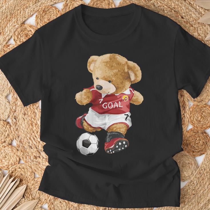 サッカーをするかわいいテディベア。 Tシャツ 高齢者への贈り物