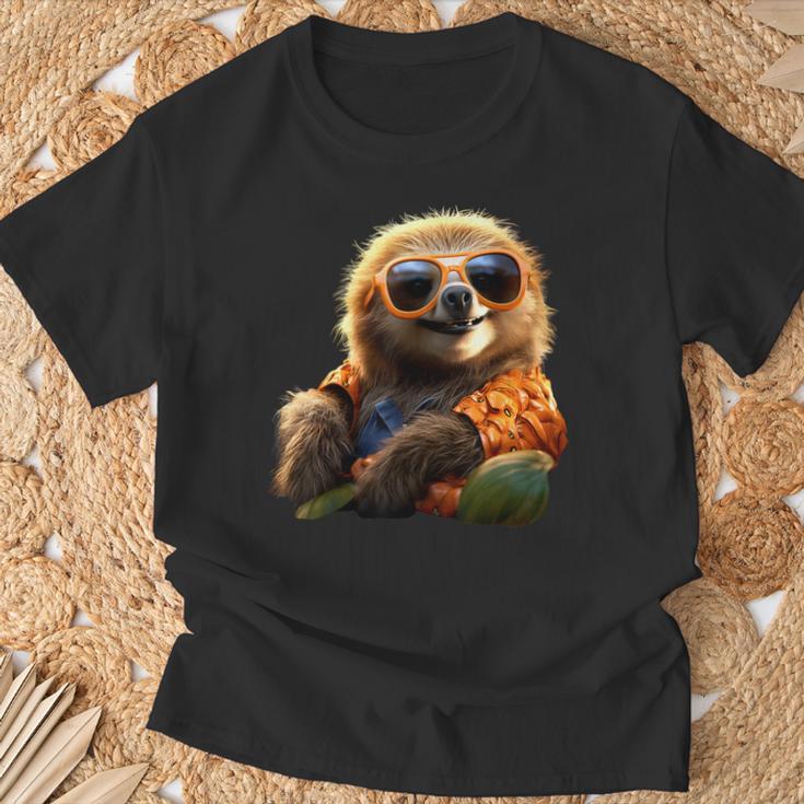 サングラスをかけたナマケモノかわいいナマケモノ Tシャツ 高齢者への贈り物