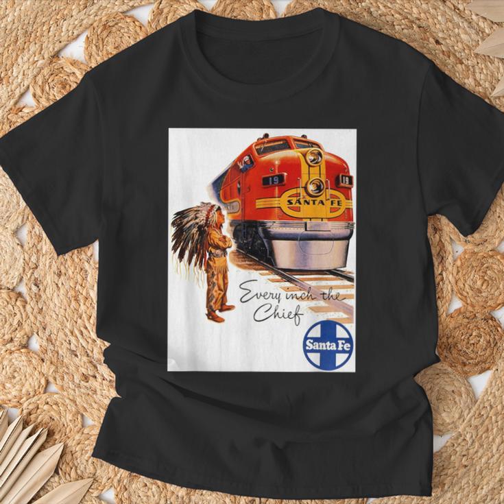 サンタフェ鉄道 ネイティブアメリカン 列車レール 旅行 Tシャツ 高齢者への贈り物