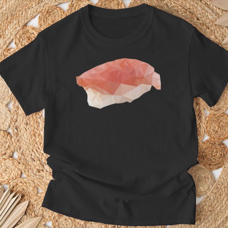 サーモン握り ローポリお寿司 鮭 レトロディザイン Tシャツ 高齢者への贈り物