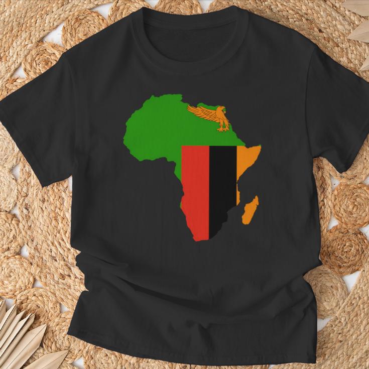 ザンビア国旗 アフリカ 大陸 シルエット ザンビアンへのギフト 長袖tシャツ Tシャツ 高齢者への贈り物