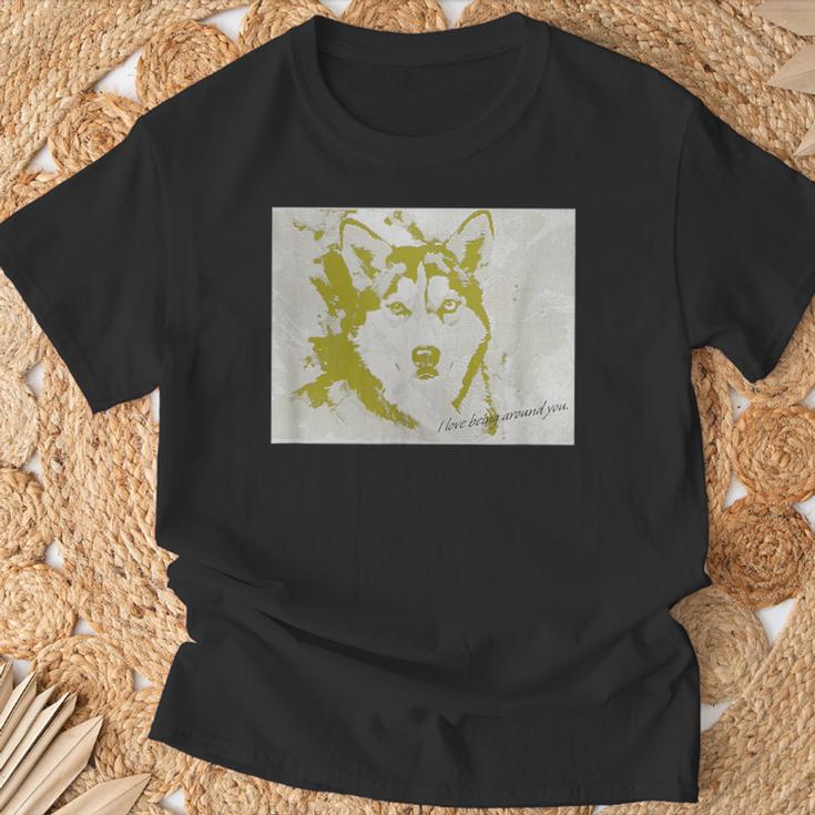 シベリアン ハスキーiberian Husky 愛犬 犬 雑貨 グッズ 人間用 愛犬家 犬好き Tシャツ 高齢者への贈り物