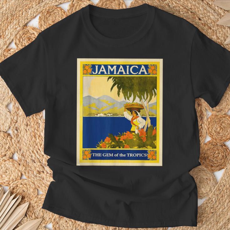 ジャマイカ熱帯地方の宝石レトロなヴィンテージ旅行ポスター Tシャツ 高齢者への贈り物
