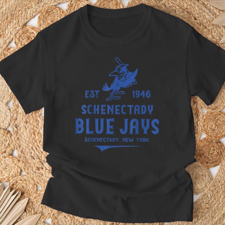 スケネクタディ・ブルージェイズ ニューヨーク ヴィンテージで消えた野球 Tシャツ 高齢者への贈り物