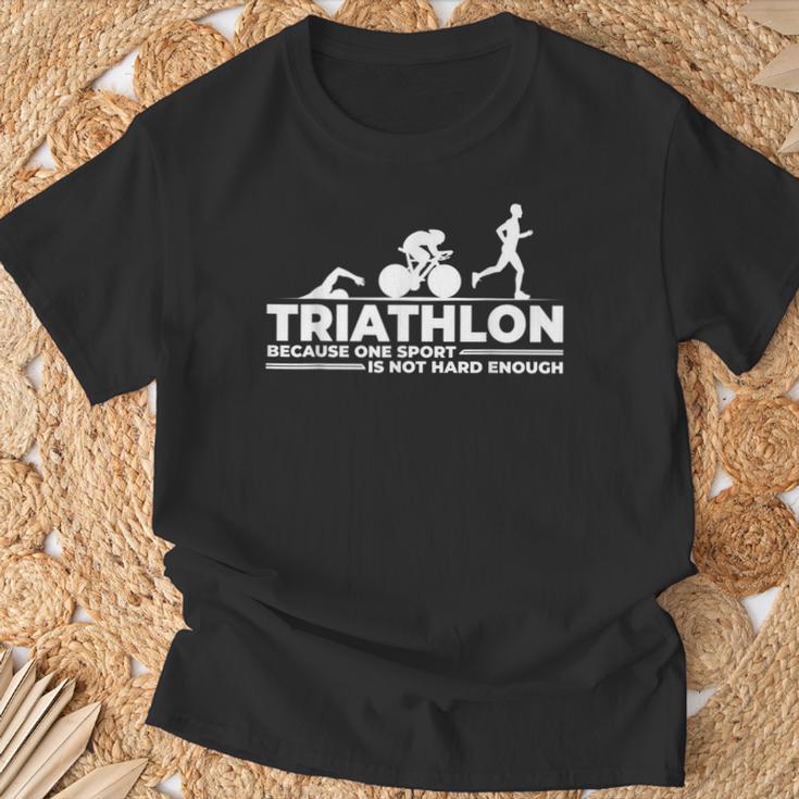 スポーツはハードルが高いからトライアスロン エクストリームアスリート Tシャツ 高齢者への贈り物