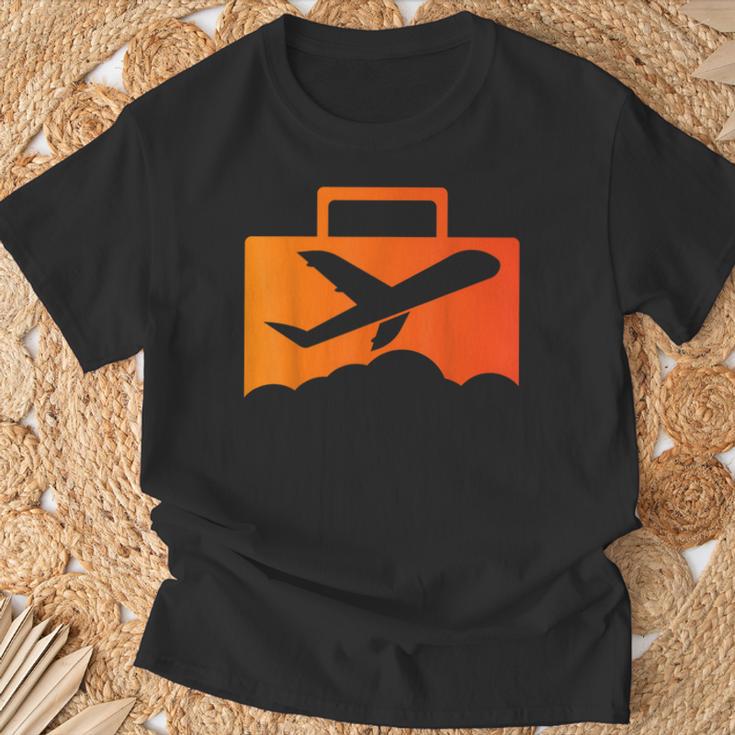 スーツケース航空の飛行機デザイン Tシャツ 高齢者への贈り物