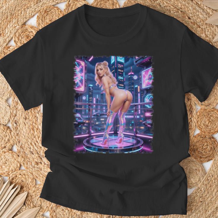 セクシーガールグラフィックtシャツ サイバーパンク ピンナップガールダンサー Tシャツ 高齢者への贈り物