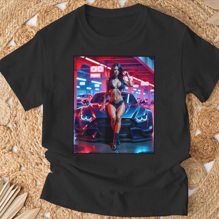 セクシーガールグラフィックtシャツ セクシーピンナップモデル&エキゾチックカー Tシャツ 高齢者への贈り物
