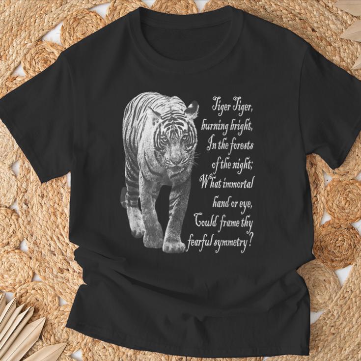 タイガー 白黒 ウィリアムブレイクの詩 Tシャツ 高齢者への贈り物