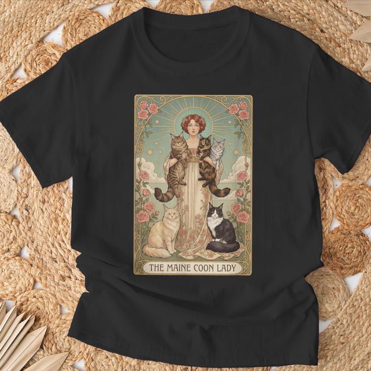タロット メインクーンレディ アールヌーボー 猫好き Tシャツ 高齢者への贈り物
