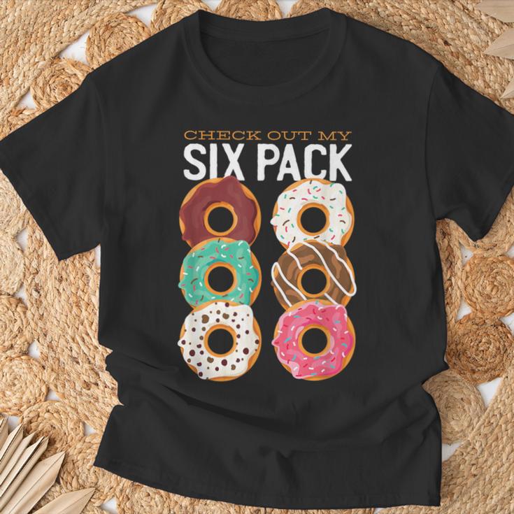 チェックアウトおれのシックスパックおもしろドーナツ Tシャツ 高齢者への贈り物