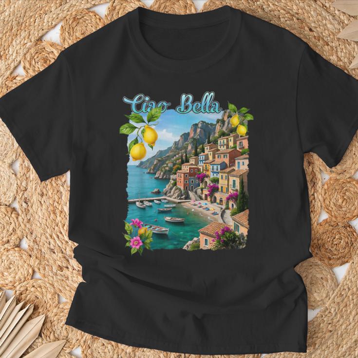 チャオ・ア・ベラ イタリア アマルフィ海岸 ポジターノ地中海 Tシャツ 高齢者への贈り物