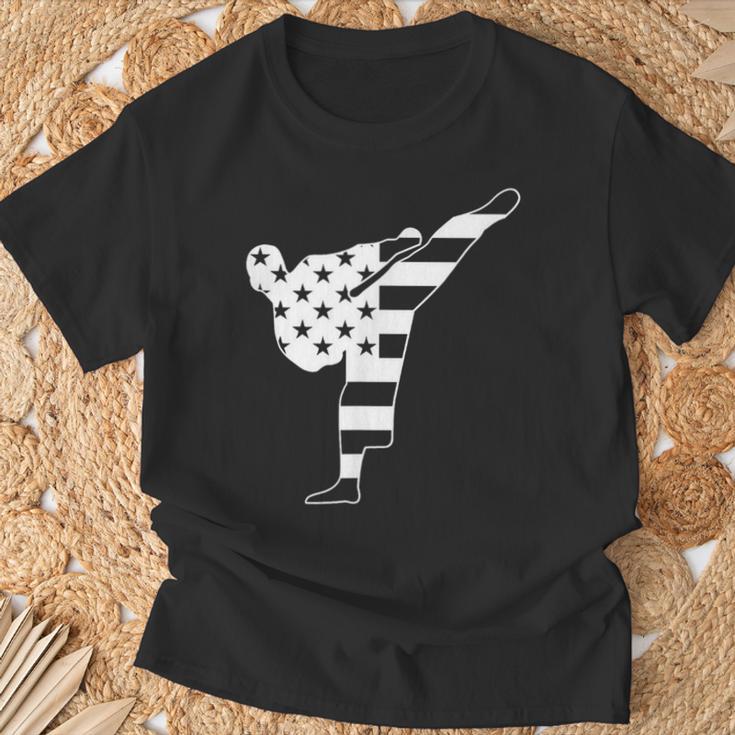 テコンドー 空手 アメリカ国旗 男性 女性 男の子 女の子 テコンドー Tシャツ 高齢者への贈り物