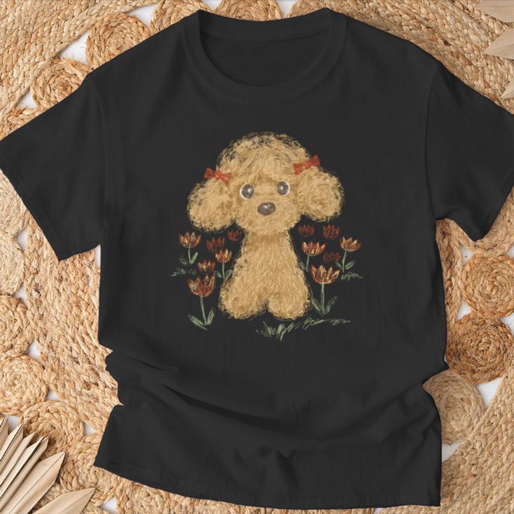 トイプードル かわいい いぬ 子犬 ペット おもしろ 動物 アート イラスト 長袖tシャツ Tシャツ 高齢者への贈り物