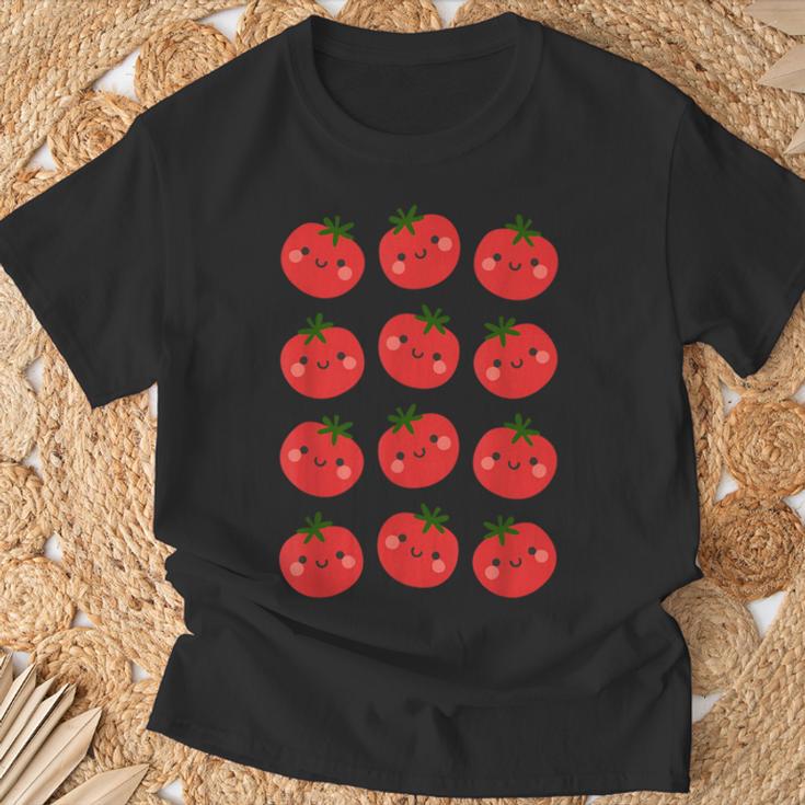 トマト柄 かわいい ハッピー トマト フルーツ ビーガン フルータリアン Tシャツ 高齢者への贈り物