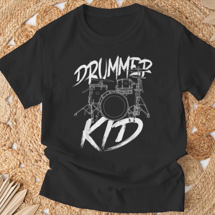 ドラマー ドラムセット ヴィンテージ ドラマー キッズ Tシャツ 高齢者への贈り物