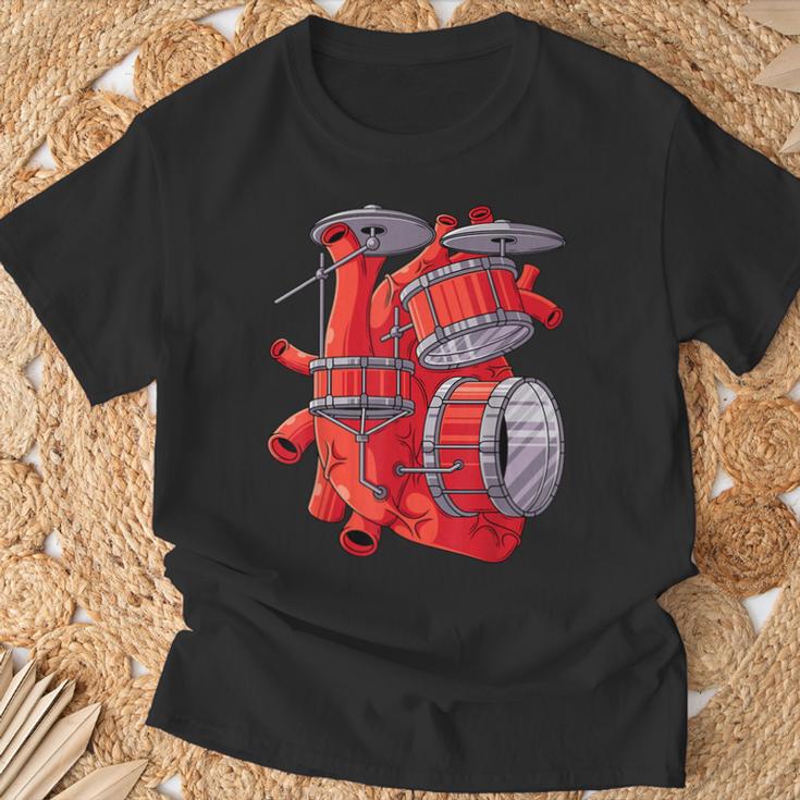 ドラマー ハート パーカッショニスト ドラム ミュージック バンド パーカッション Tシャツ 高齢者への贈り物