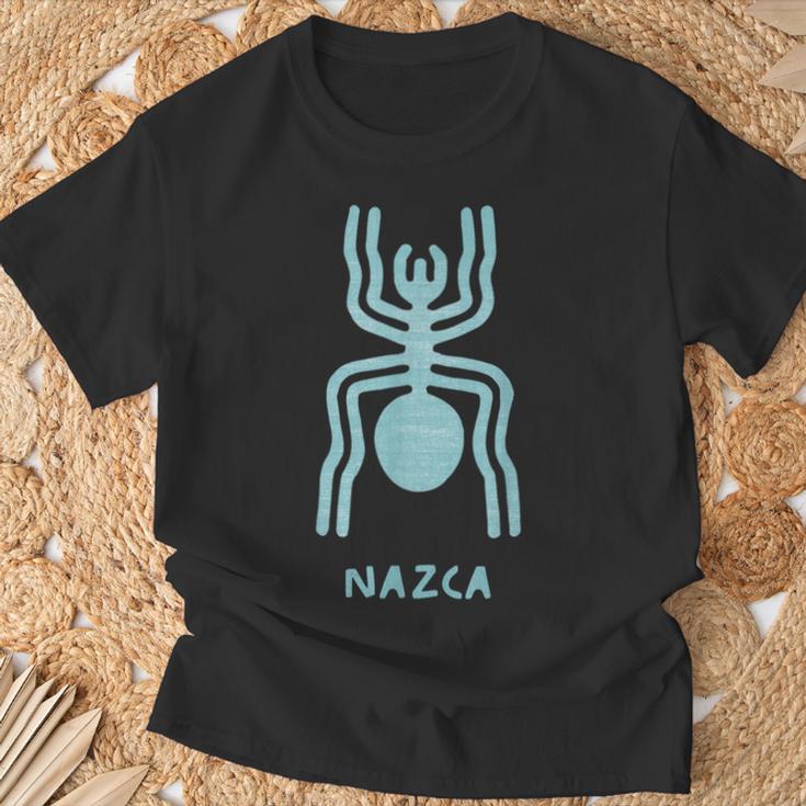 ナスカ ライン ペルーの地上絵モンキー宇宙飛行士クモ レトロ Tシャツ 高齢者への贈り物