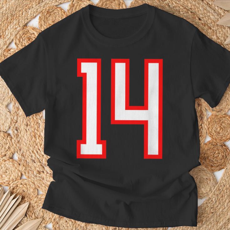 ナンバー 14 スポーツ ホワイト レッド ナンバー 14 Tシャツ 高齢者への贈り物