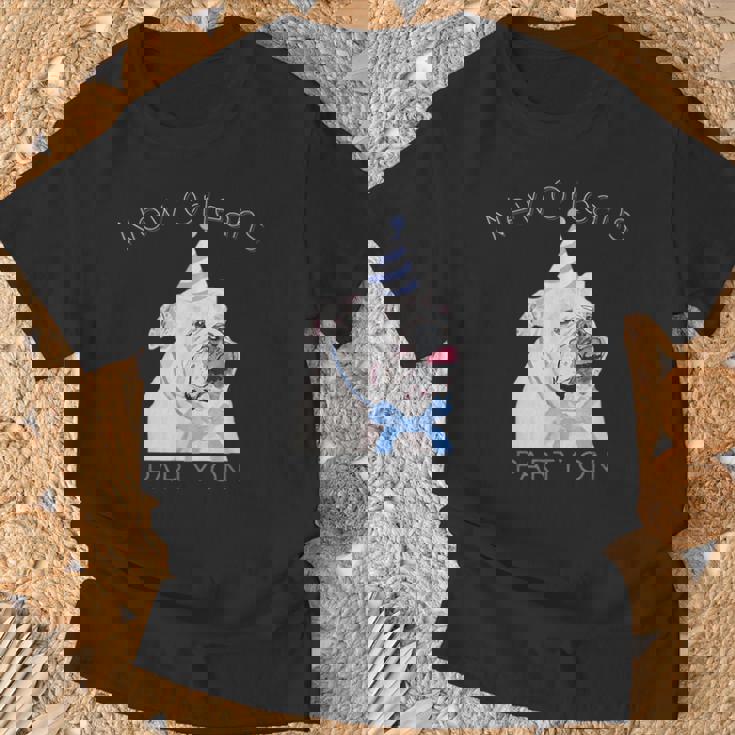 ニューオーリンズ 面白い犬の着用パーティーハット付き Tシャツ 高齢者への贈り物