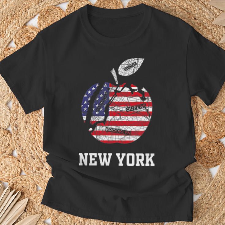 ニューヨーク市 ビッグアップル グラフィック アメリカ国旗付き Tシャツ 高齢者への贈り物