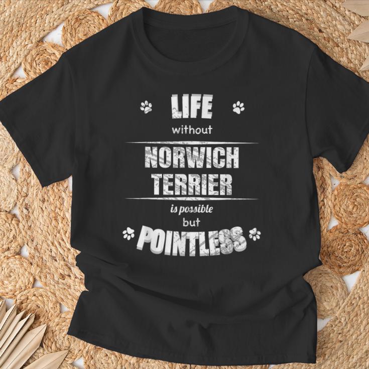 ノーリッチ・テリアのいない人生は無意味な犬好き Tシャツ 高齢者への贈り物