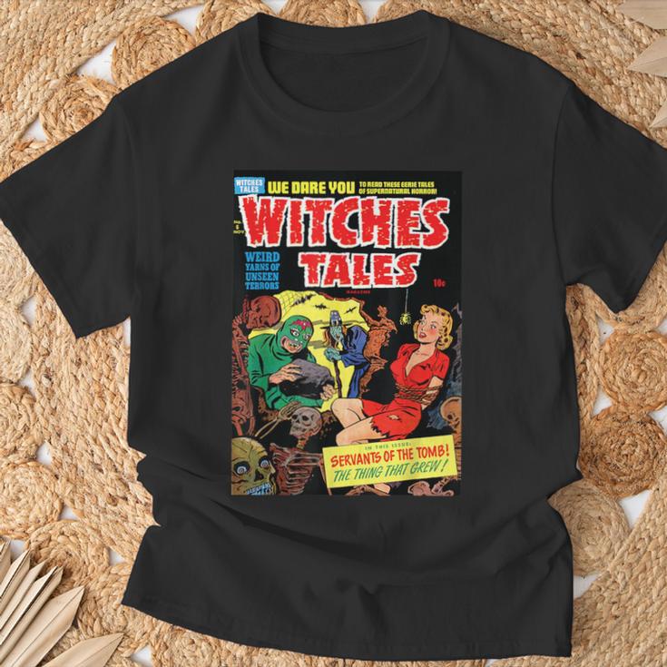 ハロウィン ホラー ヴィンテージ 魔女 コミックブック レトロ 怖い 面白い Tシャツ 高齢者への贈り物