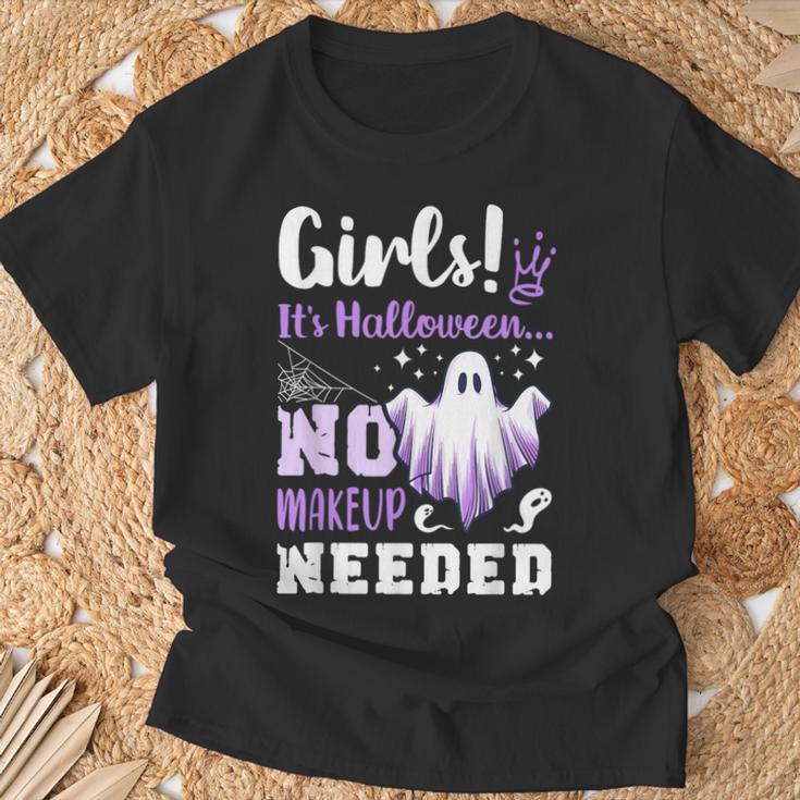 ハロウィンメイクのジョーク、女の子、面白い、英語で Tシャツ 高齢者への贈り物