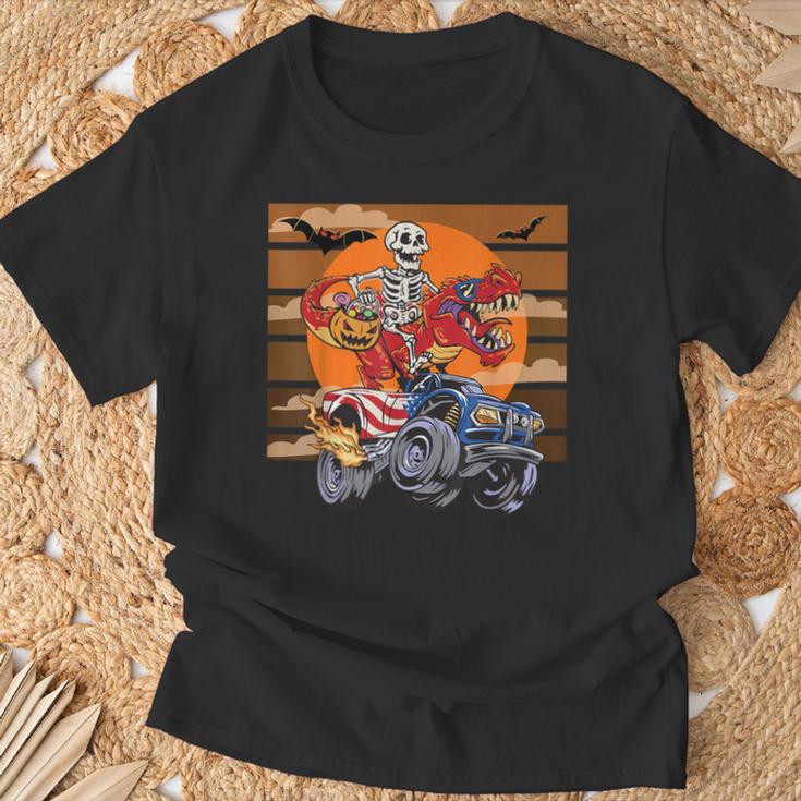 ハロウィーン スケルトン ライディング モンスタートラック トリックオア トリート パーティー Tシャツ 高齢者への贈り物