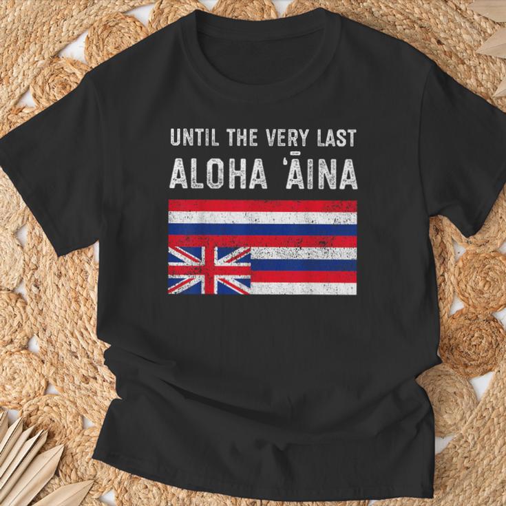 ハワイ国旗 最後までアロハアイナ、マウナケア Tシャツ 高齢者への贈り物