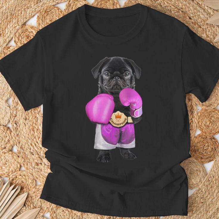 パグ犬ボクシング面白いフィットネスジムワークアウト Tシャツ 高齢者への贈り物