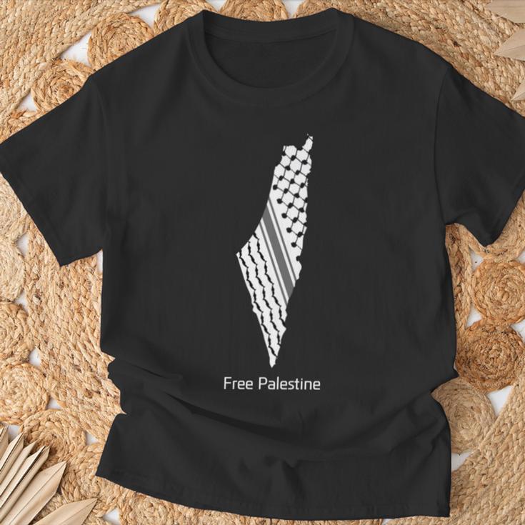 パレスチナのケフィエ地図、パレスチナ、フリーパレスチナ 長袖tシャツ Tシャツ 高齢者への贈り物