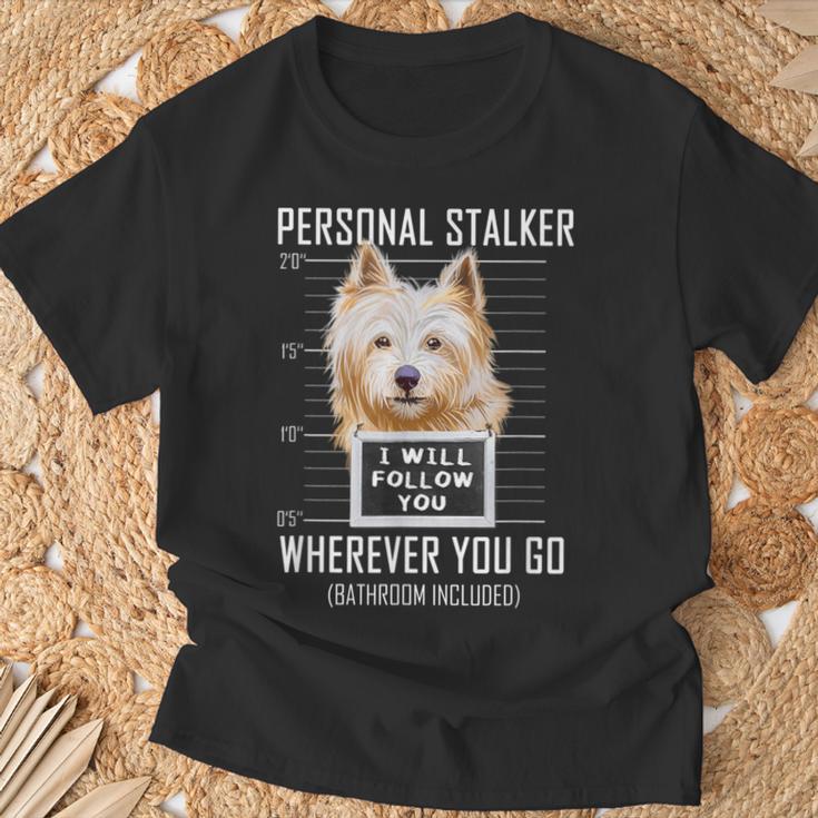 パーソナルストーカー犬ノーリッチテリア私はあなたに従います Norwich Terrier Dog Tシャツ 高齢者への贈り物